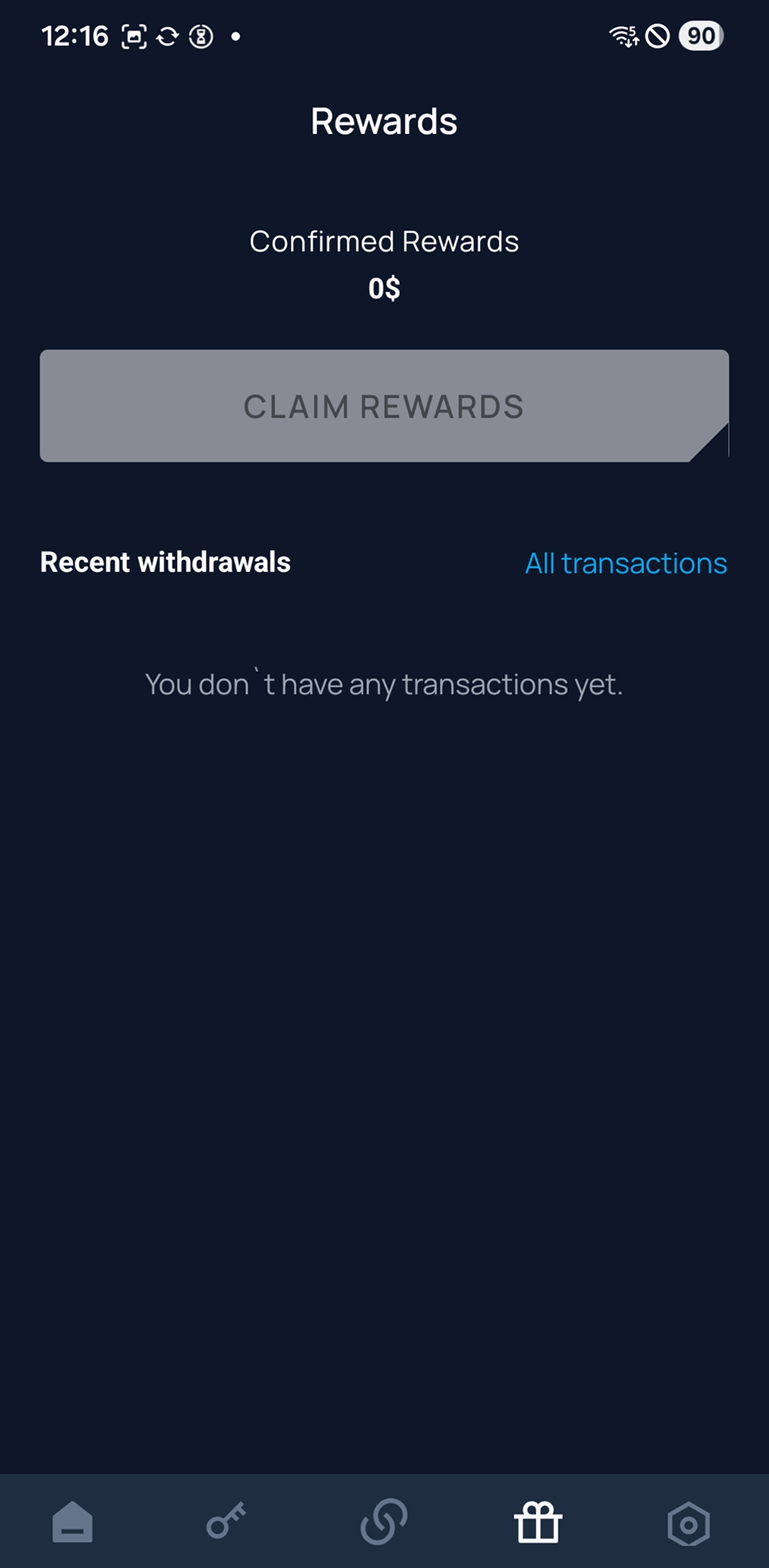 Unetwork app rewards overview screen