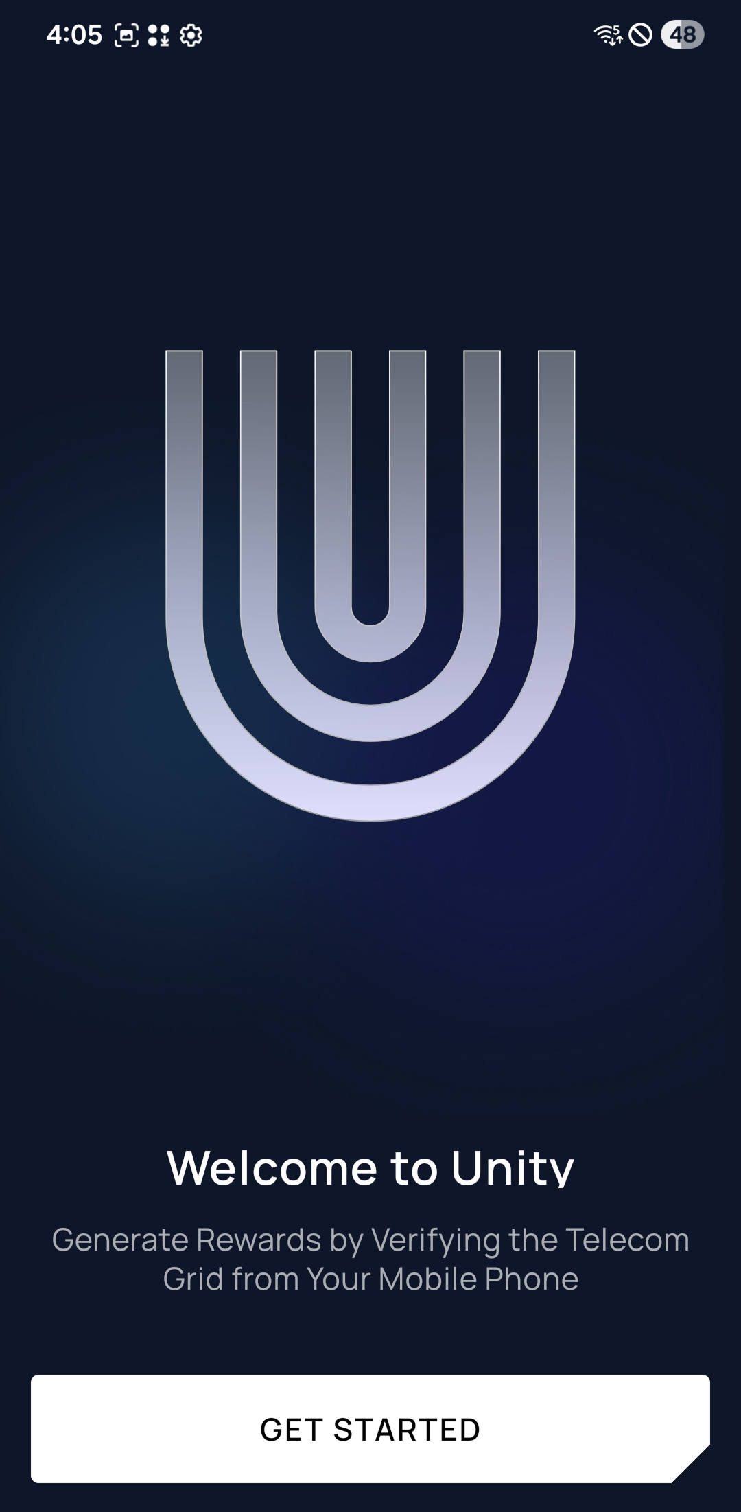 Unetwork app welcome screen on a phone
