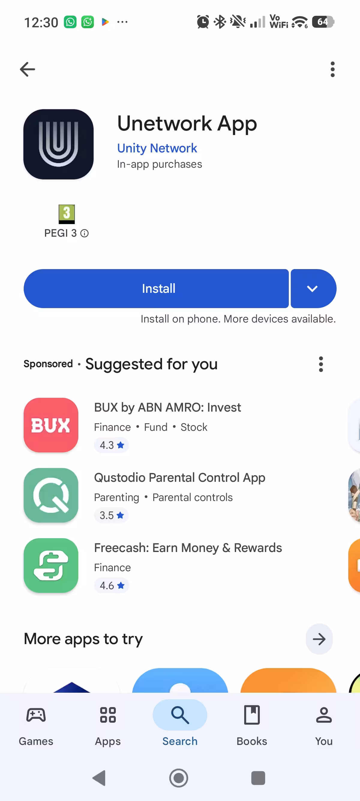 Official Unetwork listing on Google Play